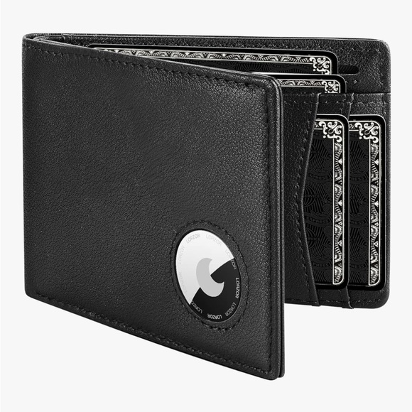 New With Tags Lorzor AirTag Holder Bifold Full Grain Leather RFID Block Wallet - Picture 1 of 11